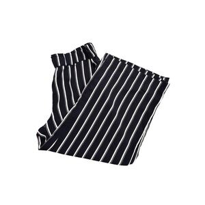HM Navy Blue White Striped Wide Leg Pants Elastic Waist Size 10